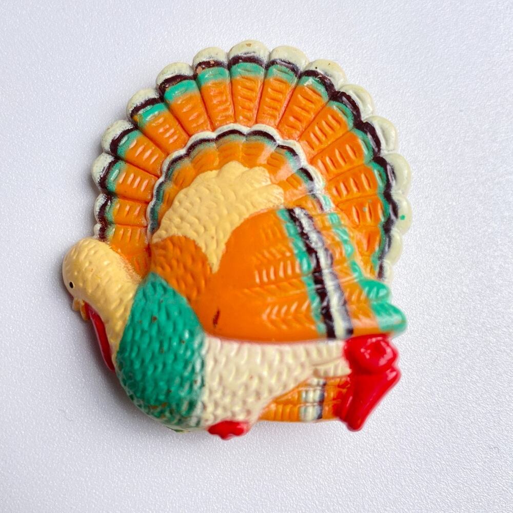 Vintage Thanksgiving Turkey Pin Gibson Greetings Fall Brooch
